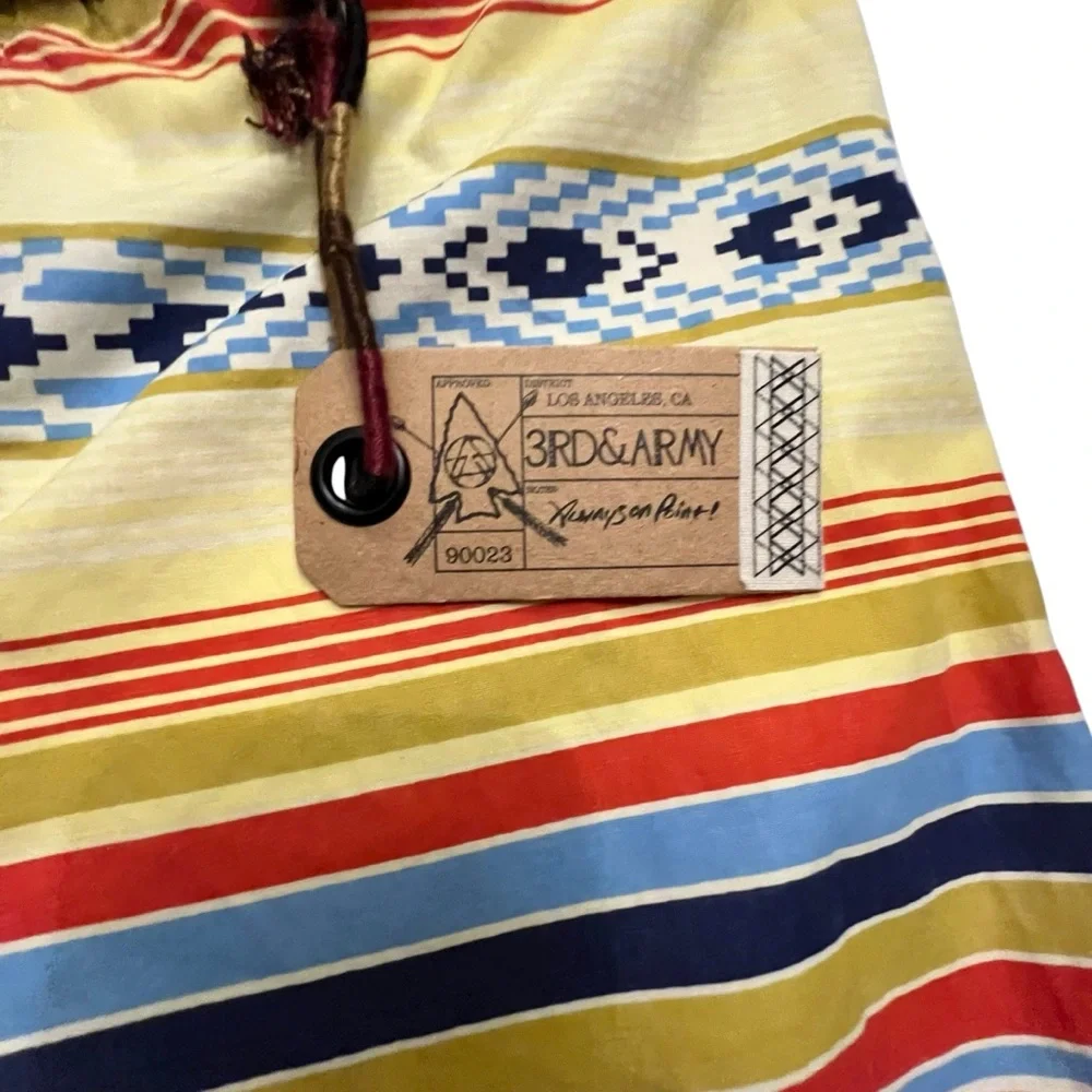 Mens 3rd & Army Board Shorts Swim Bright Stripe Beach Aztec Surf Casual Waist 32